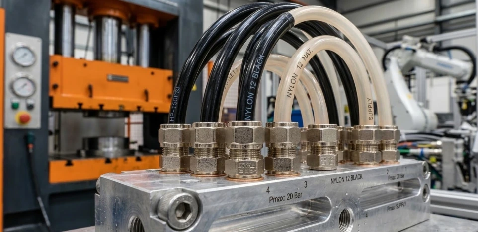 nylon tubing side on