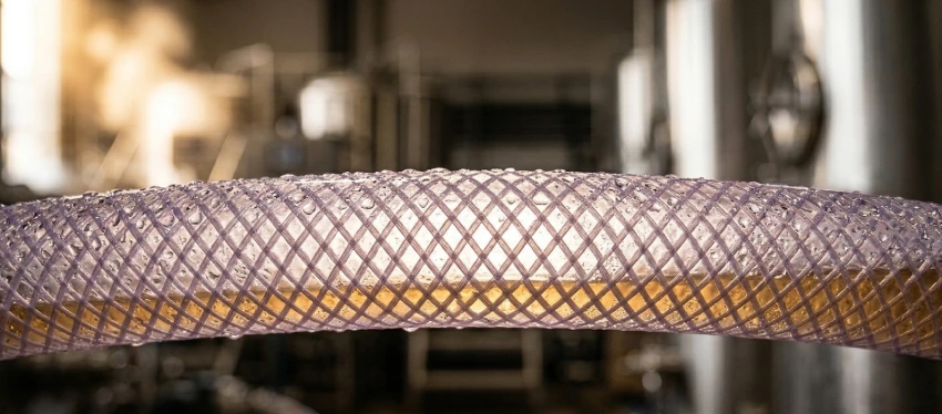 Brewery hose holding liquid