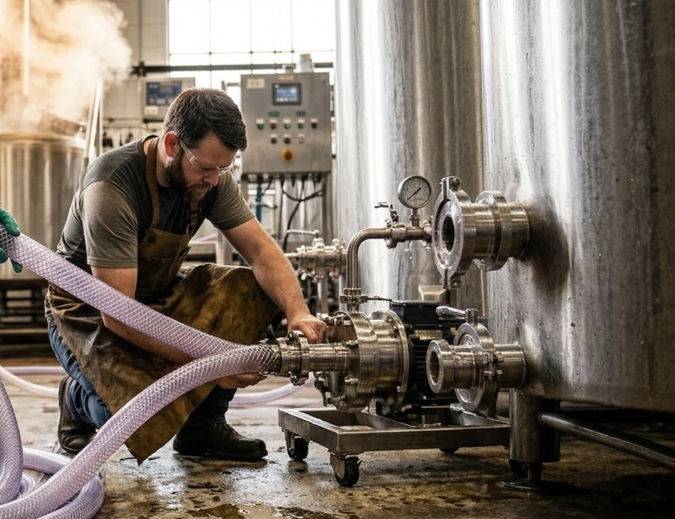 Brewery maintaining pipes